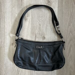 Coach Leather Park Pleated Duffle Shoulder Bag Purse Black Crossbody F19729